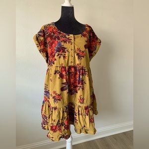 Free People Harper Mini Dress In Mustard Combo